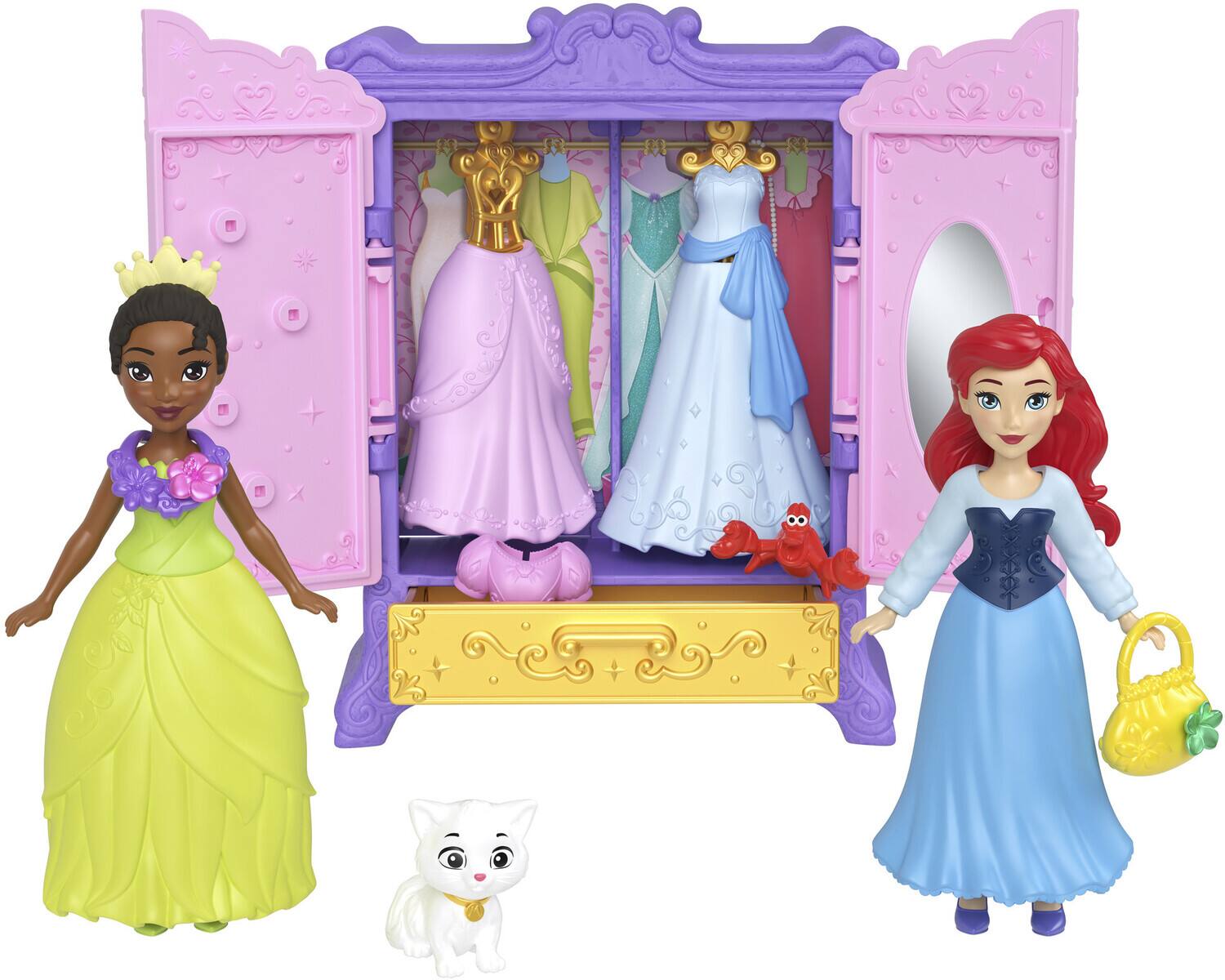 Alt View 1. Mattel - Mattel - Disney Princess Royal Wardrobe Small Doll Set   - Collectibles - Multicolor.