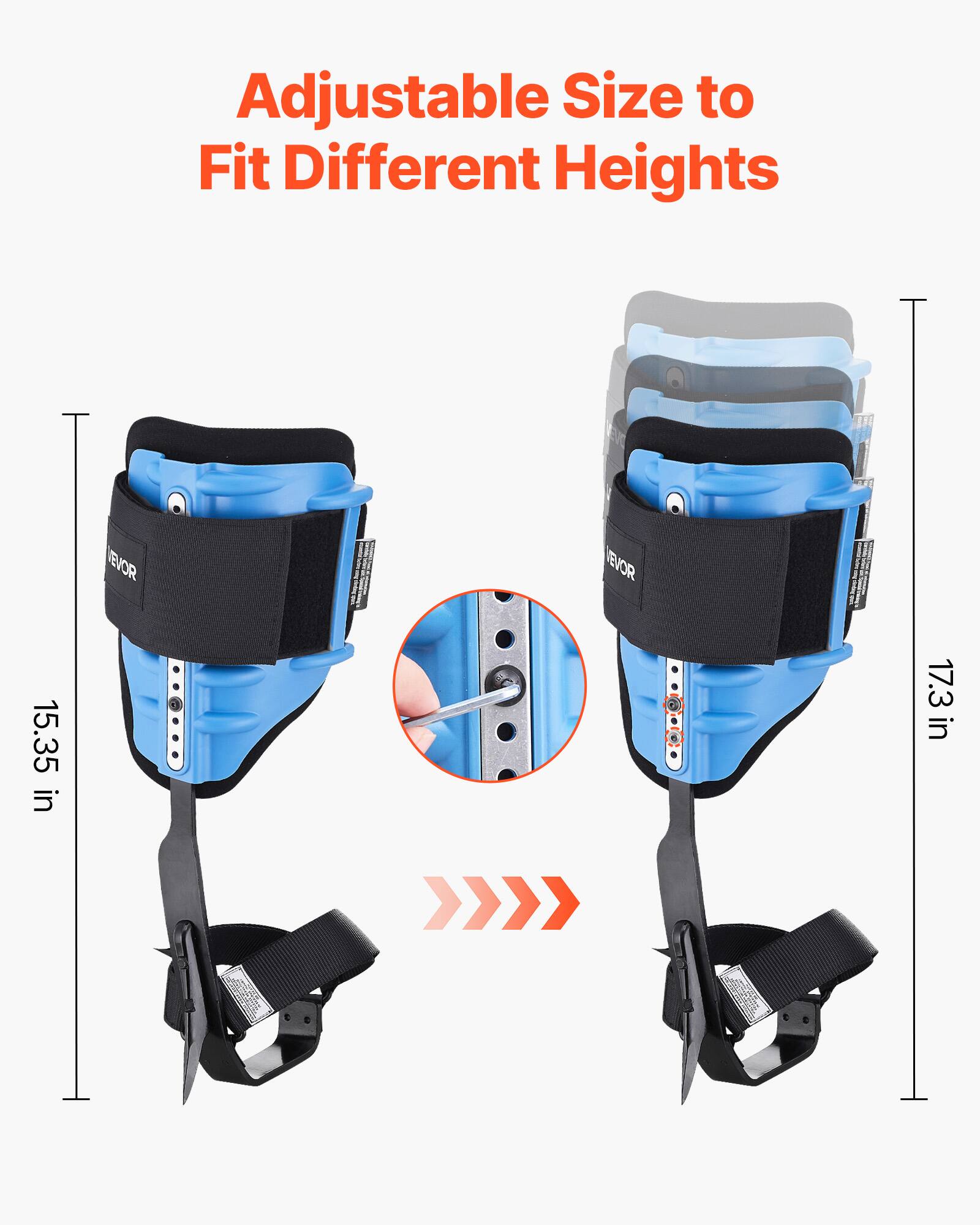 Adjustable Size to Fit Different Heights  
EVOR  
15.35 in  
17.3 in