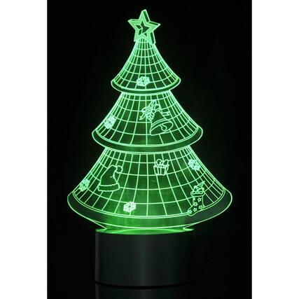 Front. JuzToys - 3D Night Light for Kids, 3D Christmas Tree Laser Cut Precision LED Lights, LED Lamp for Bedrooms and Offices - Black.