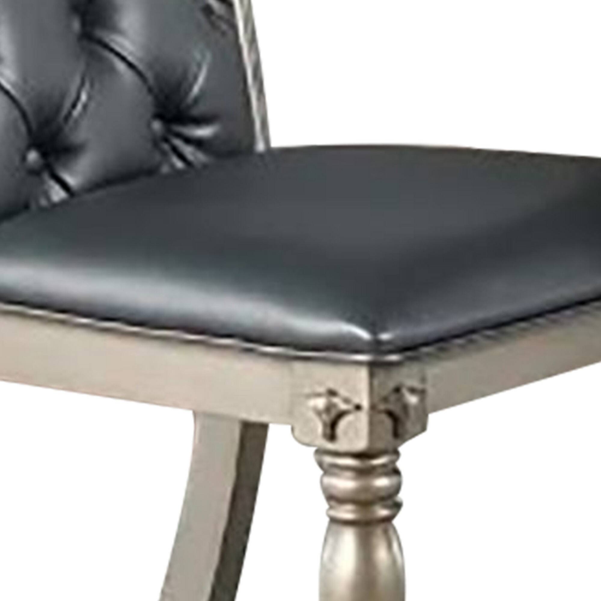 Alt View 2. Manhattan Lane - Kipp 25 Inch Set of 2 Armless Dining Chairs, Tufted Back, Gray Faux Leather - Champagne, Gray.