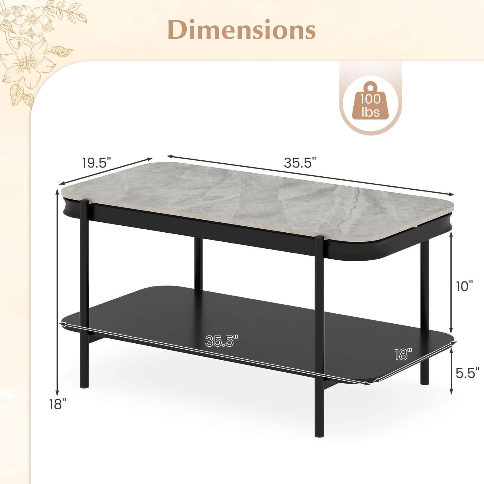 Dimensions
100 lbs
19.5"
35.5"
10"
35.5"
18"
5.5"