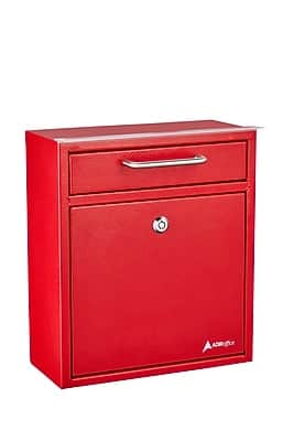 AdirOffice - Steel Wall Mounted Drop Box Indoor/Outdoor Interoffice Mailbox, (631-05 - Red