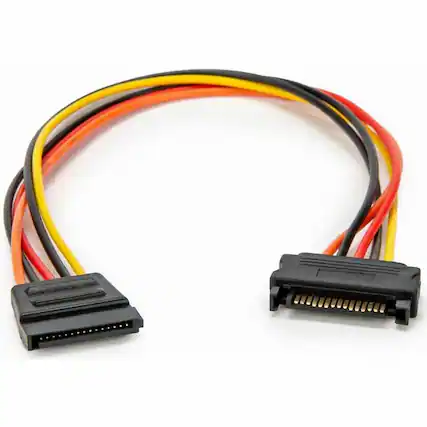 Front. Rocstor - Rocstor 12in 15 Pin SATA Power Extension Cable - For Computer, SATA Drive - 1 ft Cord Length - SATA / SATA - Black.