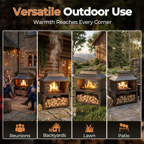 Versatile Outdoor Use  
Warmth Reaches Every Corner  

Reunions  
Backyards  
Lawn  
Patio