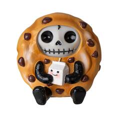 Front. Pacific Trading - Choco Chip Furrybones Figurine Skeleton in Chocolate Chip Cookie Costume with Cute Milk Friend 2.56 Tall - Brown.