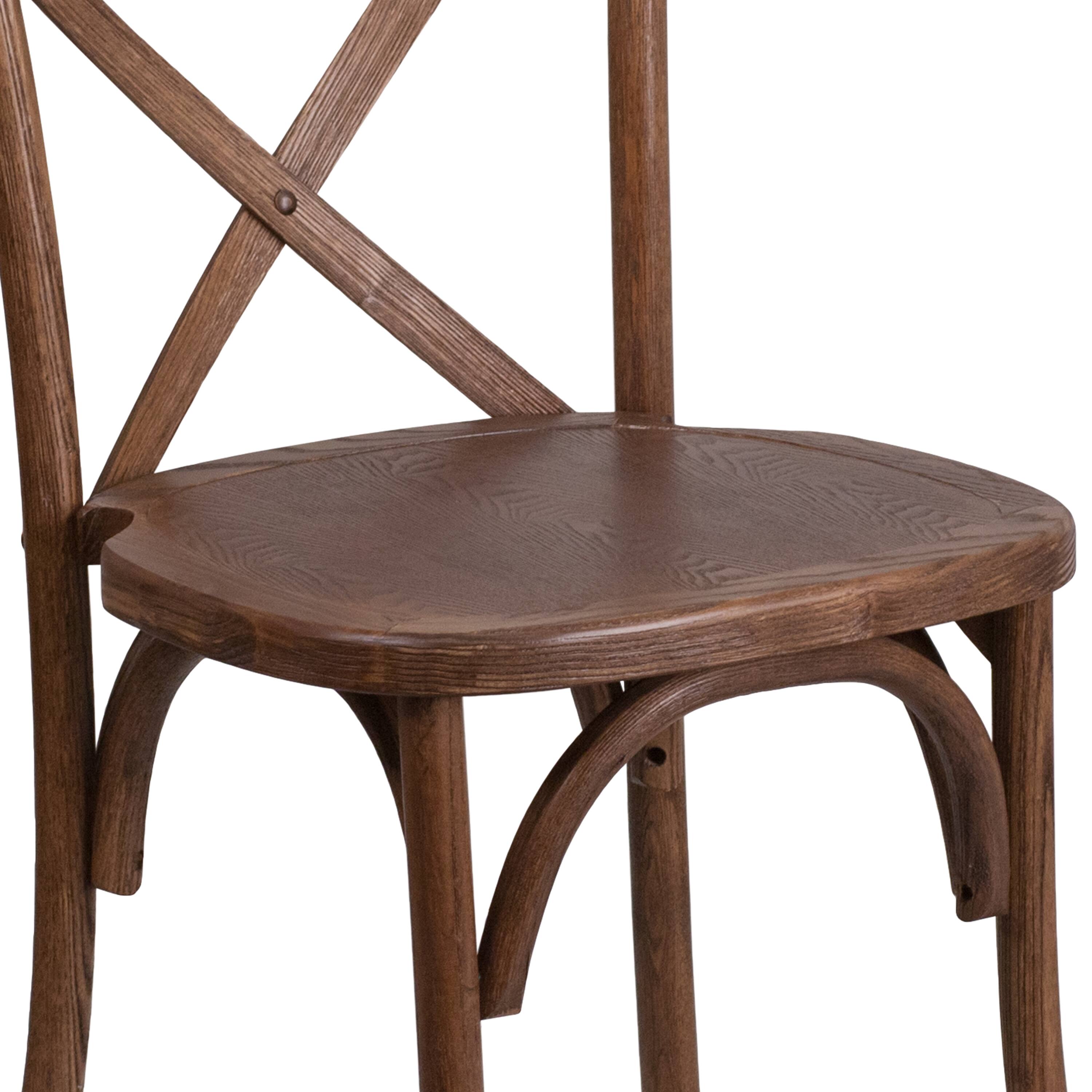 Alt View 17. Alamont Home - Hercules Stackable Pecan Wood Cross Back Chair - Dining Room Seating - Pecan.
