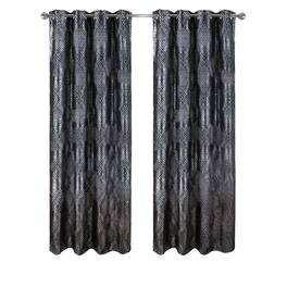 RT Designers Collection - RT Designer Collection Hailey Halo Foil Blackout Grommet Curtain Panel 52" x 90" - Black