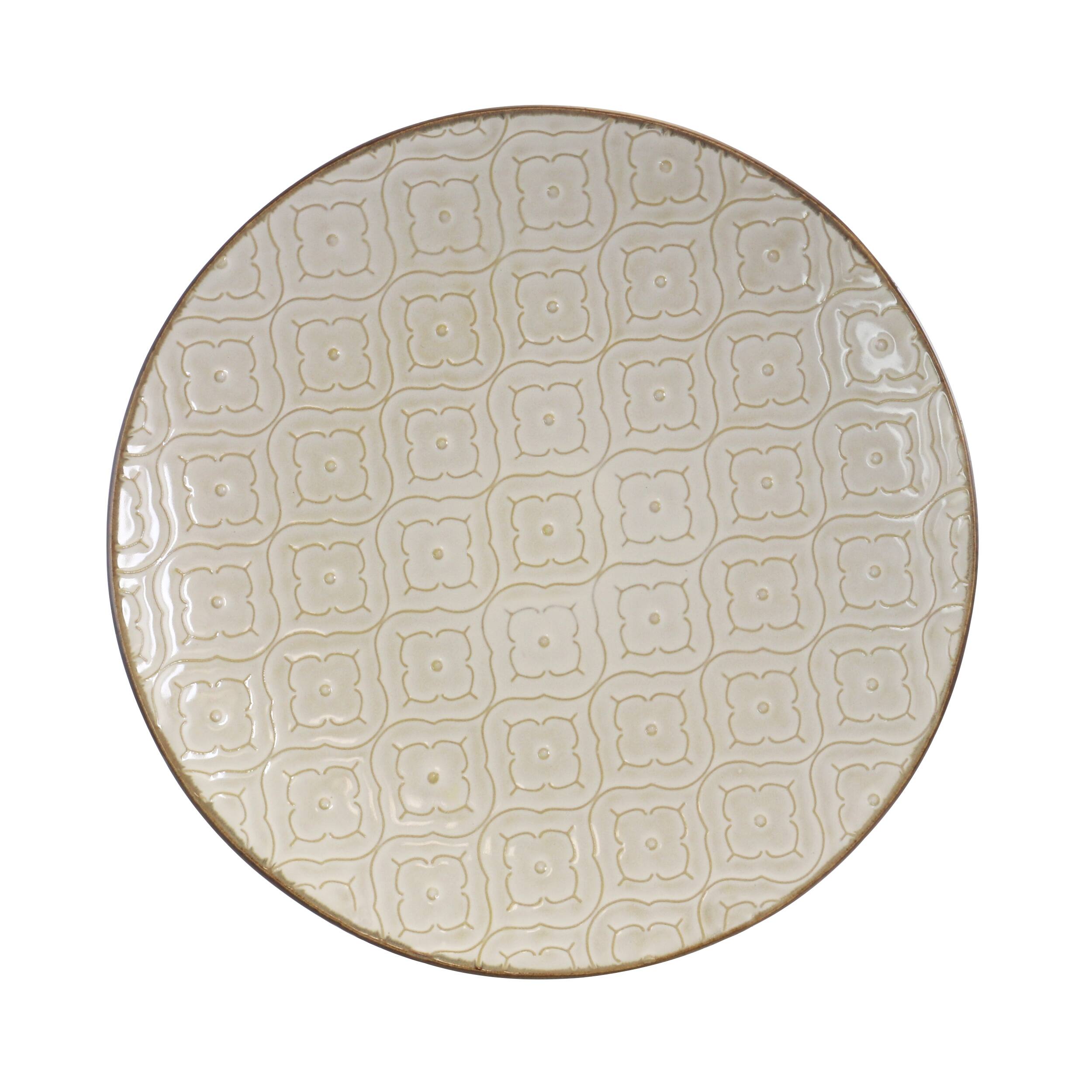 Alt View 7. Elama - Elama White Lily 16 Piece Luxurious Stoneware Dinnerware with Complete Setting for 4 - White Lily.