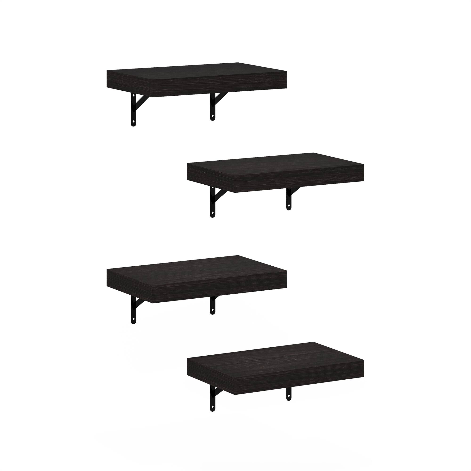Furinno - Tanna 15-Inch Wall Mounted Floating Display Shelves, Set of 4 - Tobacco Oak