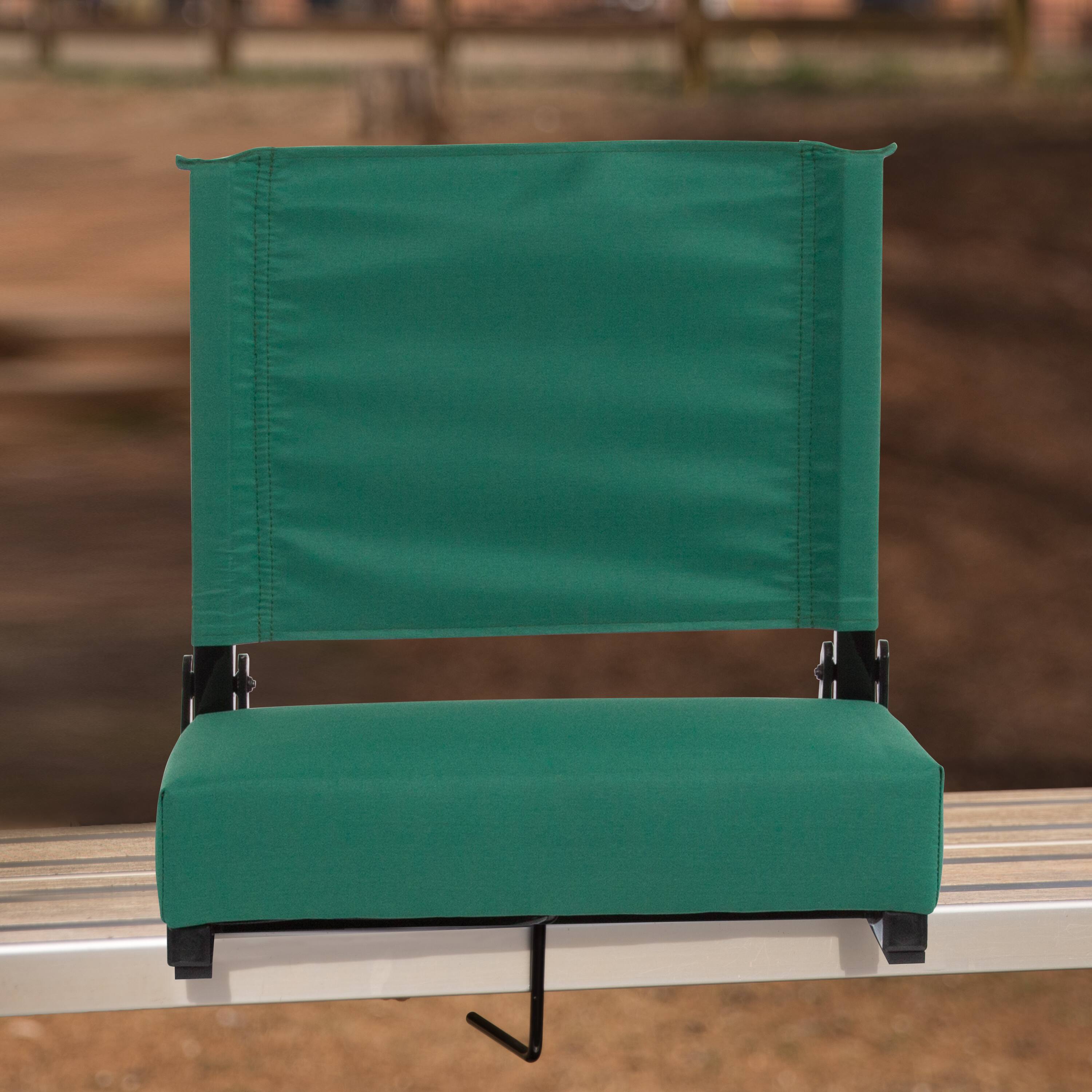 Alt View 1. Emma + Oliver - 500 lb. Rated Lightweight Stadium Chair with Handle & Ultra-Padded Seat - Hunter Green.