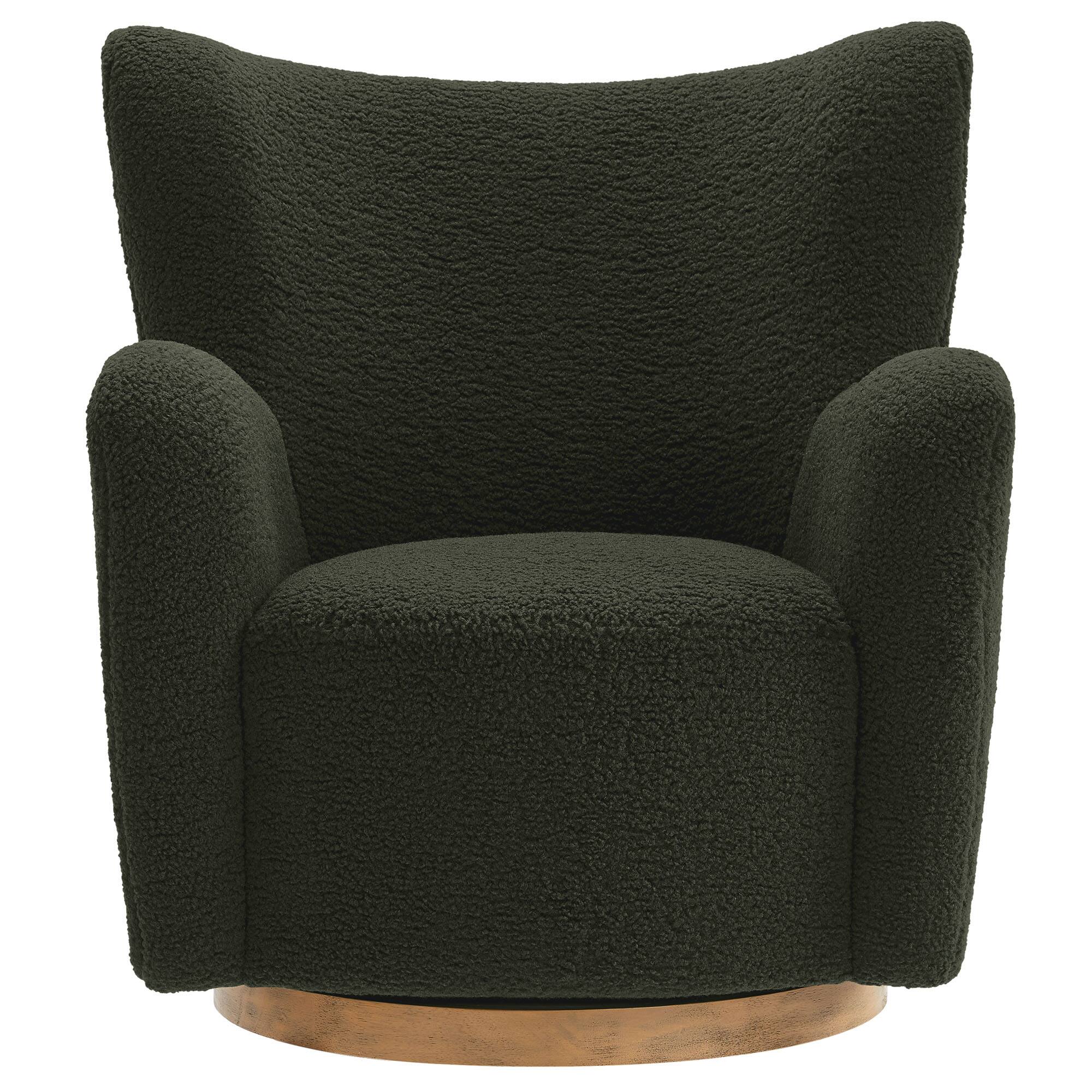 Alt View 4. Modway - Montrose Wingback Sherpa Swivel Accent Chair by Modway - Fern Walnut.
