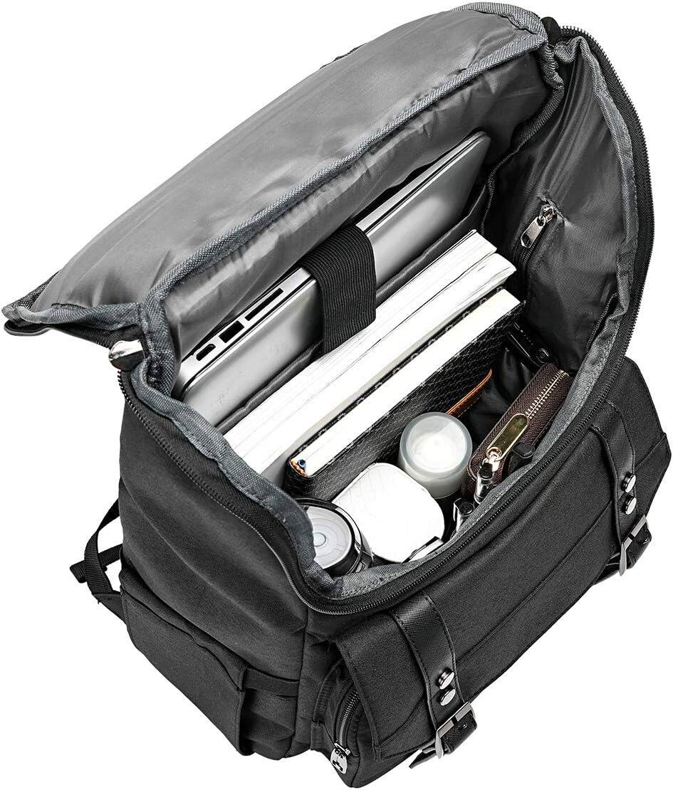 Left. ZUQIETA - ZUQIETA Vintage Travel Backpack with USB Port, Fits 15.6" Laptop for College - Black - Black.