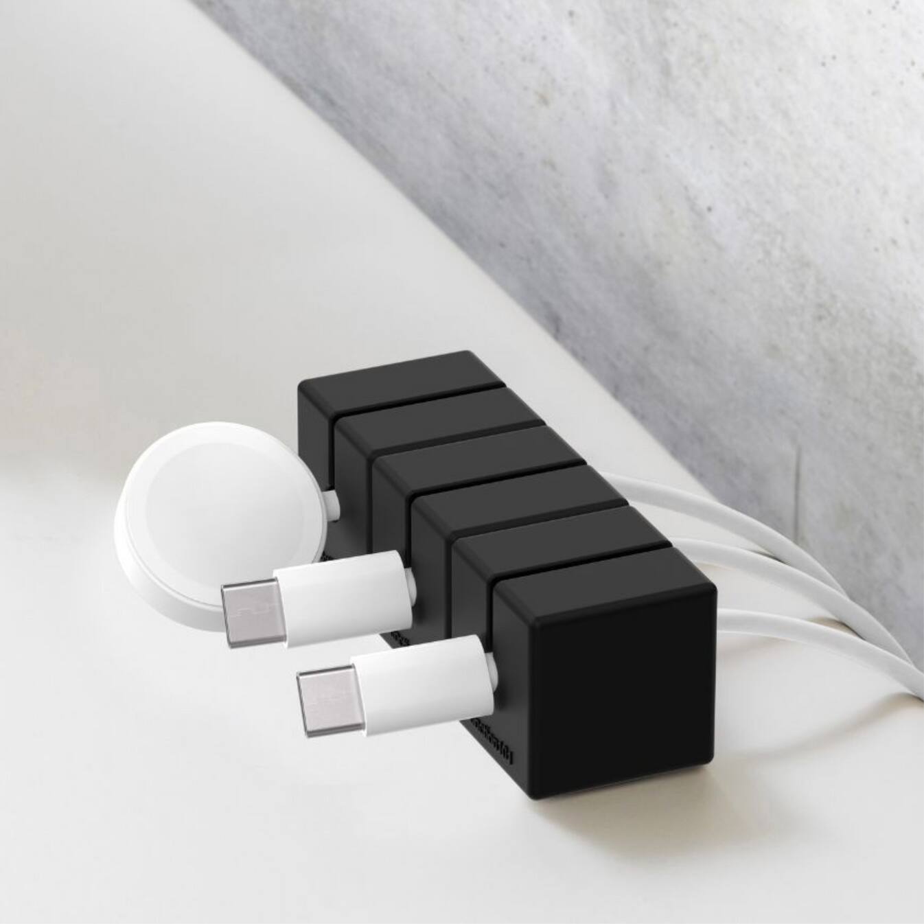 Back. Function 101 - Cable Blocks Magnetic Cord Organizers- Black (3 pack) - Black.
