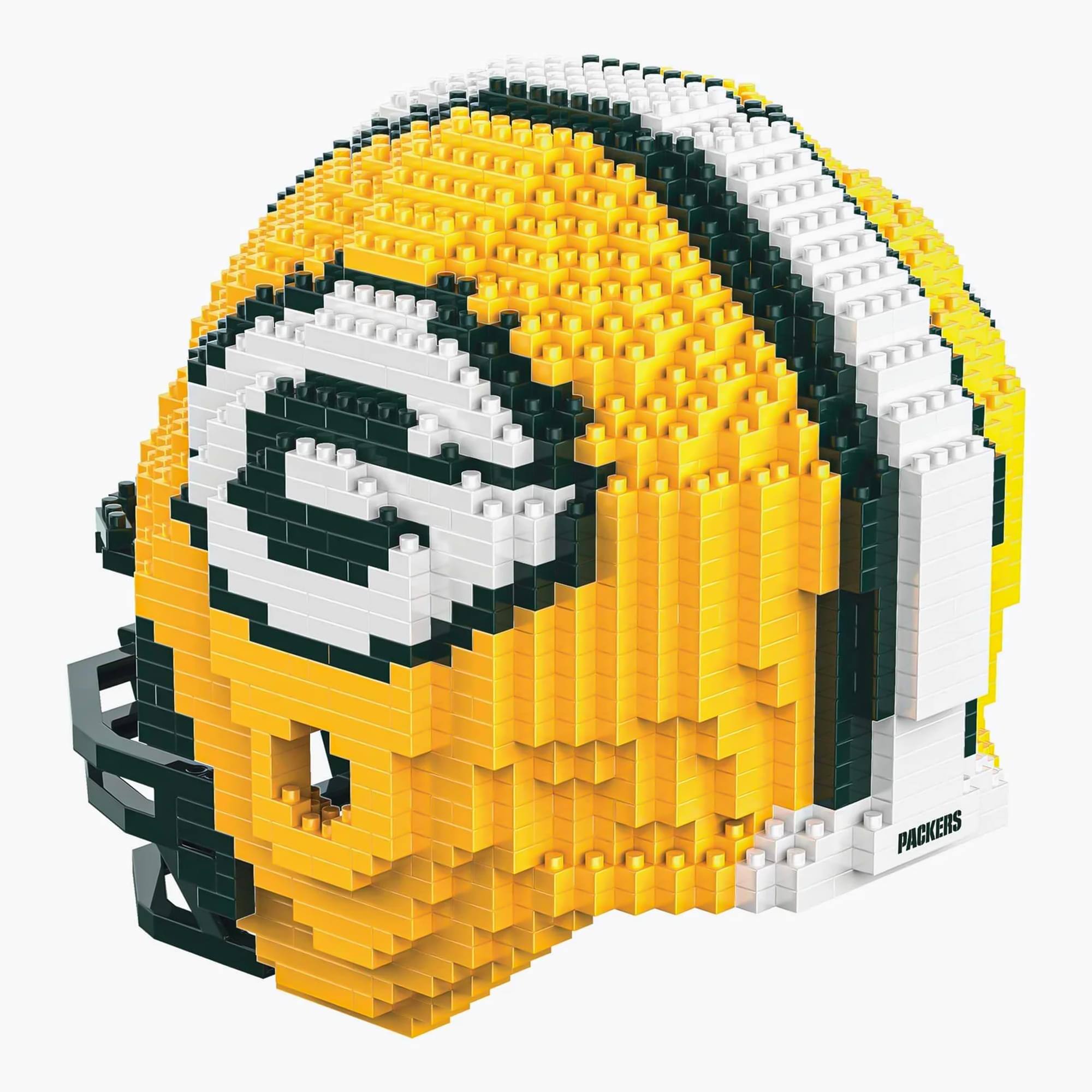 Alt View 4. Forever Collectibles - Green Bay Packers NFL FOCO BRXLZ Helmet Building Block Set - Yellow.