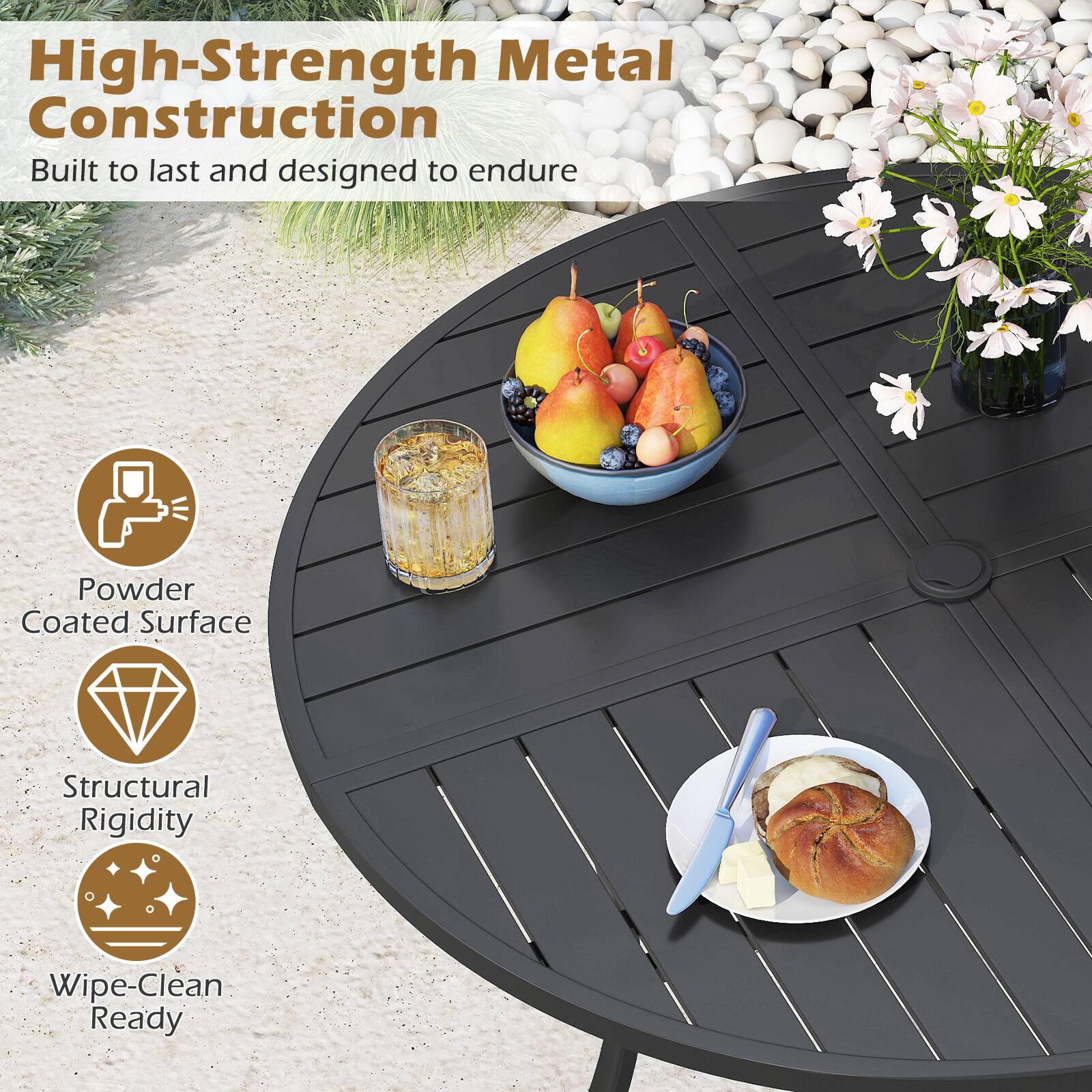 High-Strength Metal Construction  
Built to last and designed to endure  

Powder Coated Surface  
Structural Rigidity  
Wipe-Clean Ready