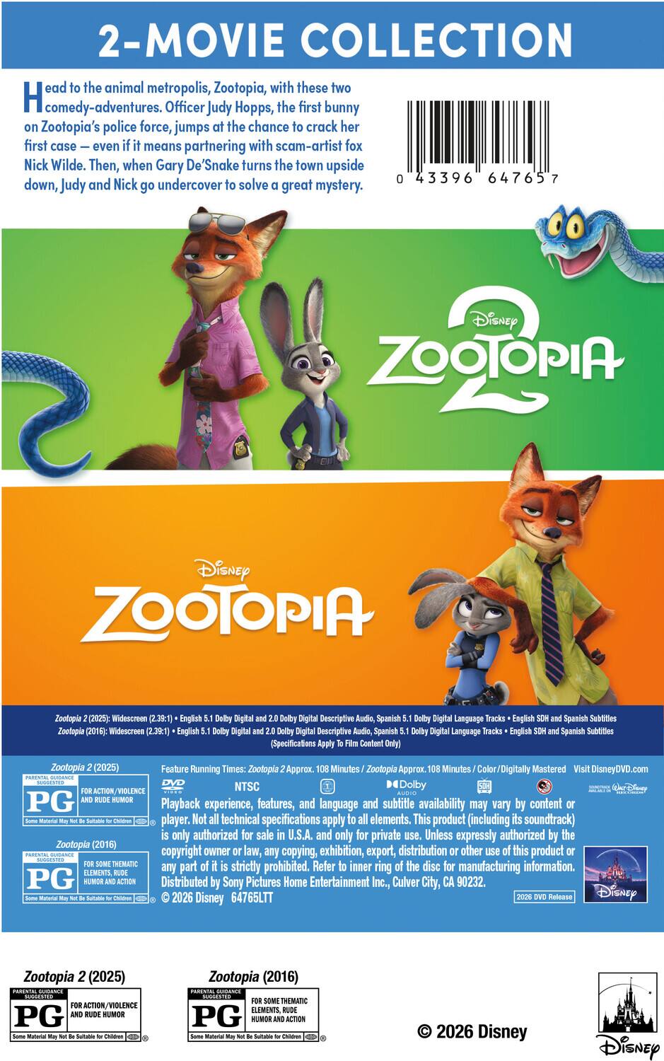 Alt View 1. Zootopia / Zootopia 2: 2-Movie Collection   - DVD.