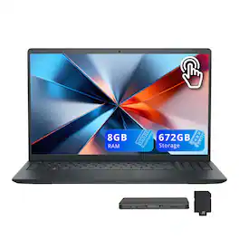 Dell - Inspiron 15 15.6" FHD Touchscreen Laptop,AMD Ryzen 5 7530U,8GB RAM,512GB SSD+160GB Dock Station,Win 11 - Black