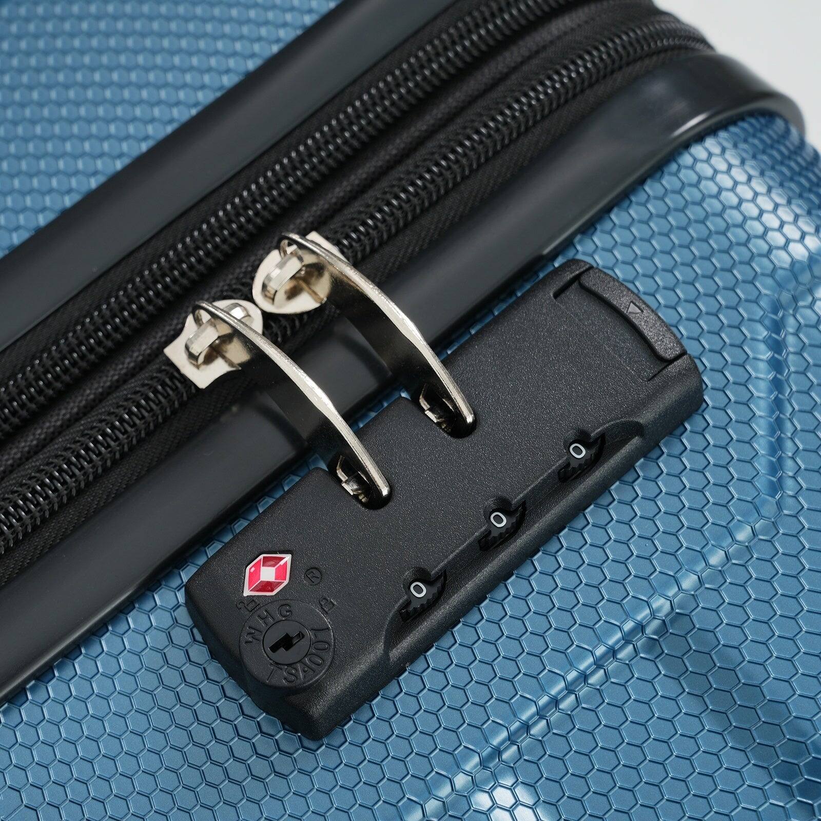 Alt View 3. BreeBe - 24 Inch Hardshell ABS Checked Luggage, Durable Expandable Travel Suitcase with Spinner Wheels, TSA Lock - Blue.