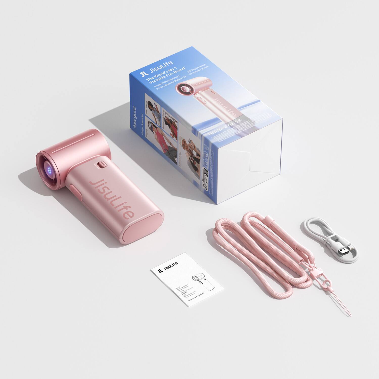 Jisulife Screen Pertoble No.1 Brand' LECI Disphy Compact World's Fan Life The Portable Extended Battery 5-Speed 22 Hour feel good JisuLife 95 Fan Handheld JisuLife