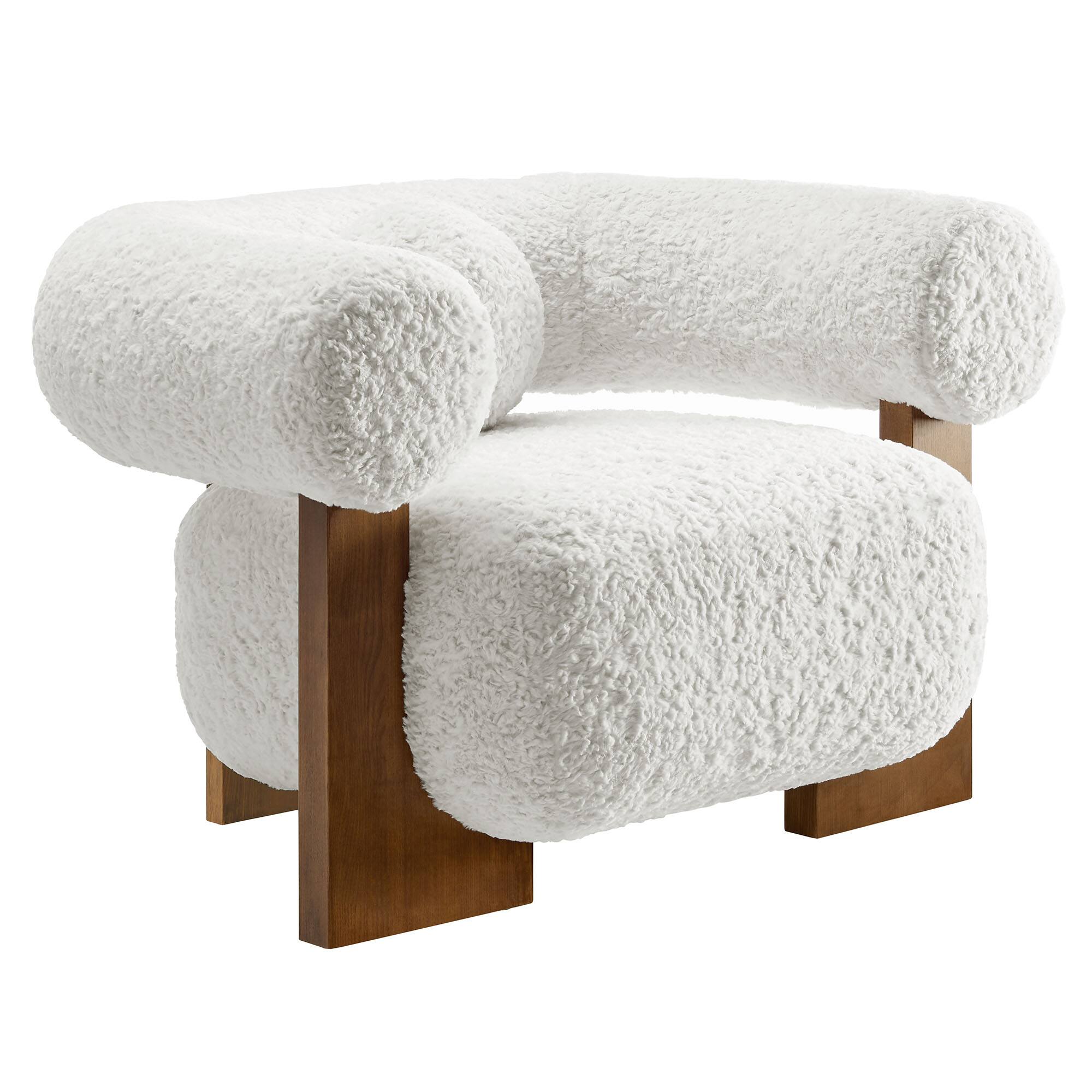 Angle. Modway - Jace Faux Fur Fabric Accent Chair by Modway - Feather.