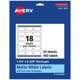 Avery - Matte Rectangle Labels, 1-1/4" x 2-3/8", 450 Labels - White