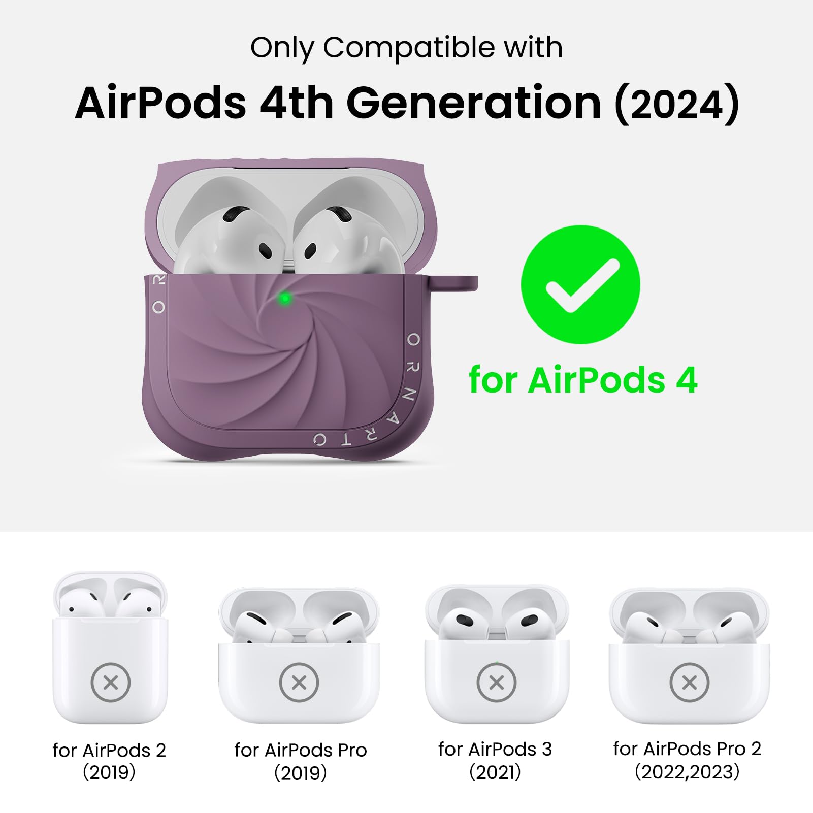Only Compatible with AirPods 4th Generation (2024) for AirPods 4 for AirPods 2 (2019) for AirPods Pro (2019) for AirPods 3 (2021) for AirPods Pro 2 (2022,2023)