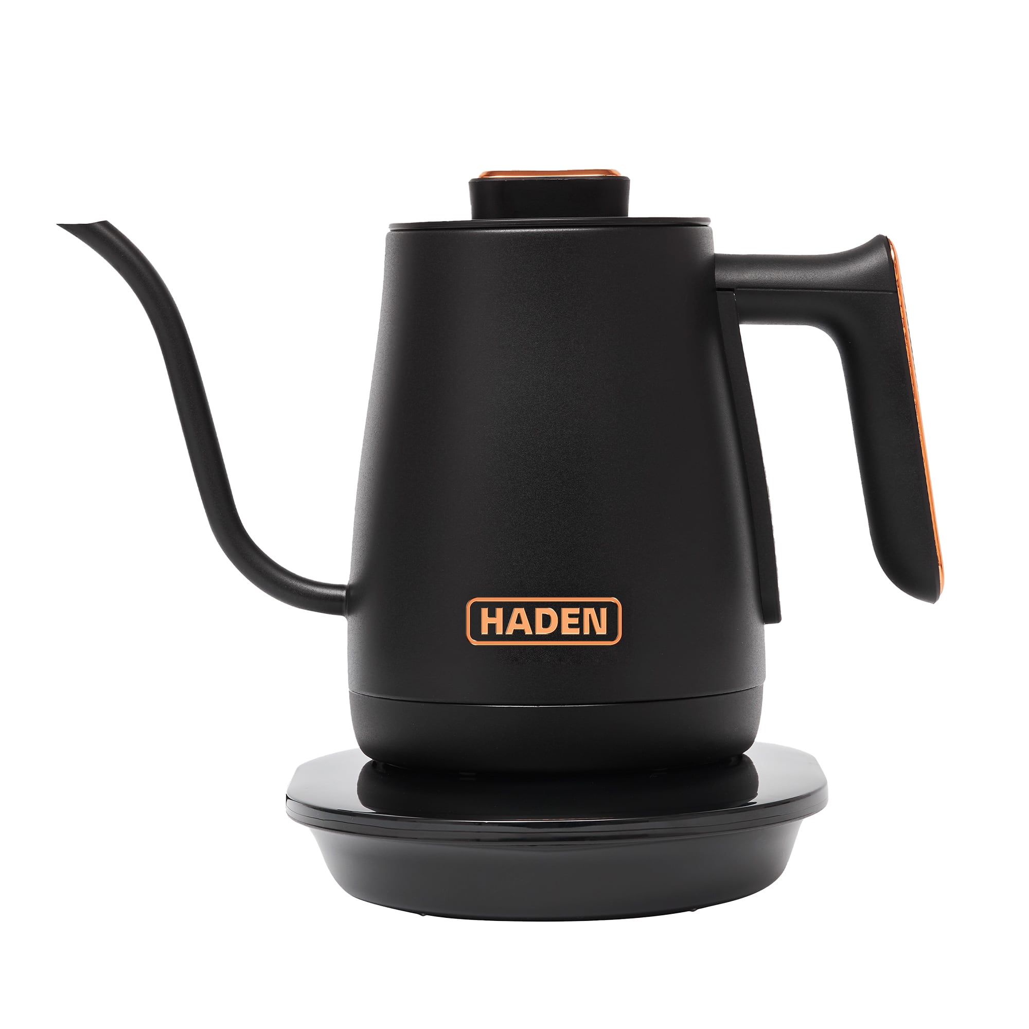 Haden - Electric Tea Kettle, Gooseneck Hot Water Boiler, 0.6L Teapot, Black/Copper - Black, Copper