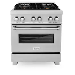 ZLINE - 30 in. Legacy Dual Fuel Range with 4 Brass Burners (RAS-SN-BR-30) - Satin Stainless Steel