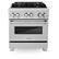 Front. ZLINE - ZLINE 30 in. Legacy Dual Fuel Range with 4 Brass Burners (RAS-SN-BR-30) - Satin Stainless Steel.