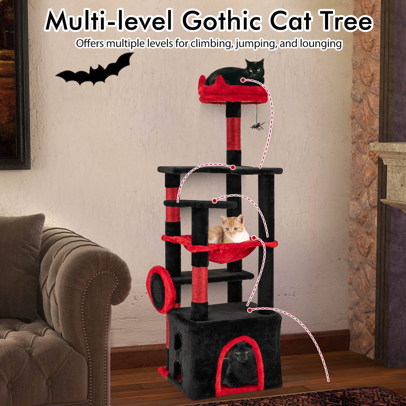 Multi-level Gothic Cat Tree  
Offers multiple levels for climbing, jumping, and lounging