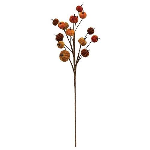 BreeBe - Color Velvet Pumpkin Pick - 34" - Multi