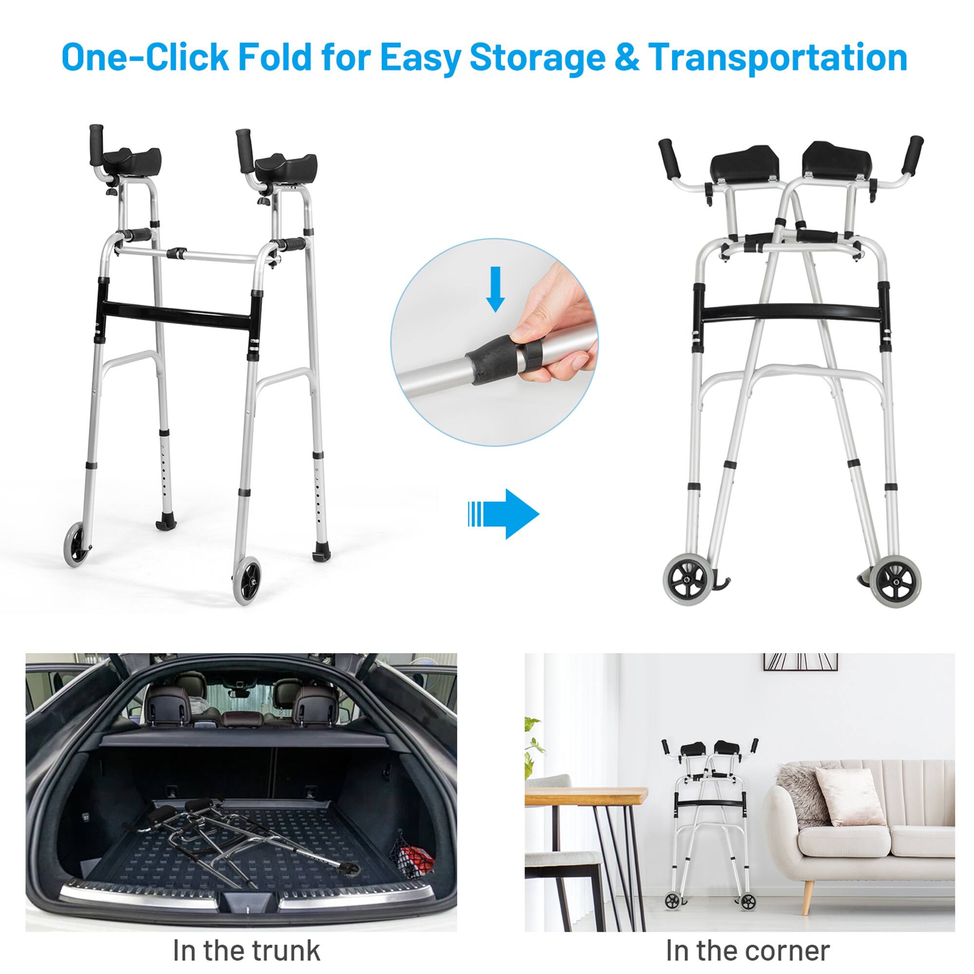 One-Click Fold for Easy Storage & Transportation

In the trunk

In the corner