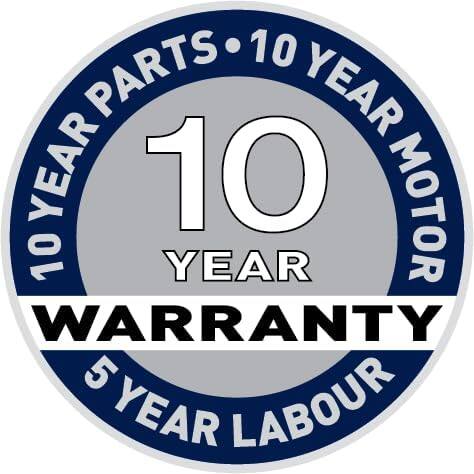 10 YEAR PARTS 10 YEAR MOTOR WARRANTY 5 YEAR LABOUR