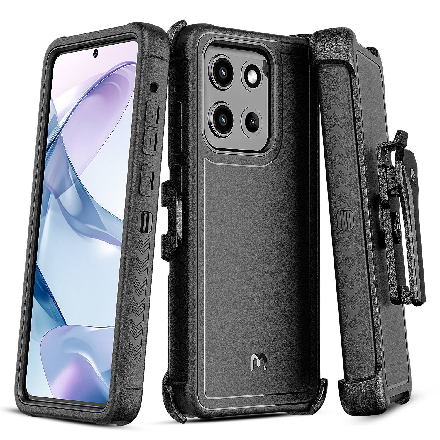 Front. Mybat Pro - MyBat Pro Maverick Series Case w/ Holster for Motorola Moto G Stylus 5G (2026) / Moto G Stylus 5G (2025) - Black - Black.