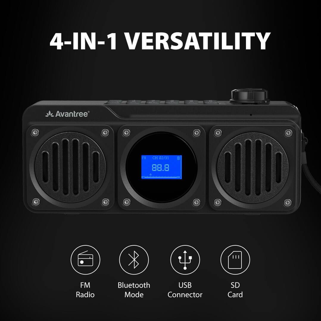 4-IN-1 VERSATILITY

Avantree

FM Radio
Bluetooth Mode
USB Connector
SD Card
