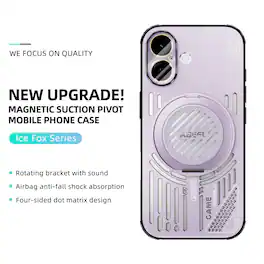 Dteck - Magnetic Case for Apple iPhone 17 with Ring Stand, Heat Dissipation Shockproof Protective Cover Built in Lens Protector - Purple