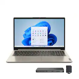 Lenovo - IdeaPad 1 15.6" HD Laptop,Intel N4500,12GB RAM,512GB SSD+1TB Dock Set+128GB eMMC,1 Year Office 365,Win11 Pro - Sand