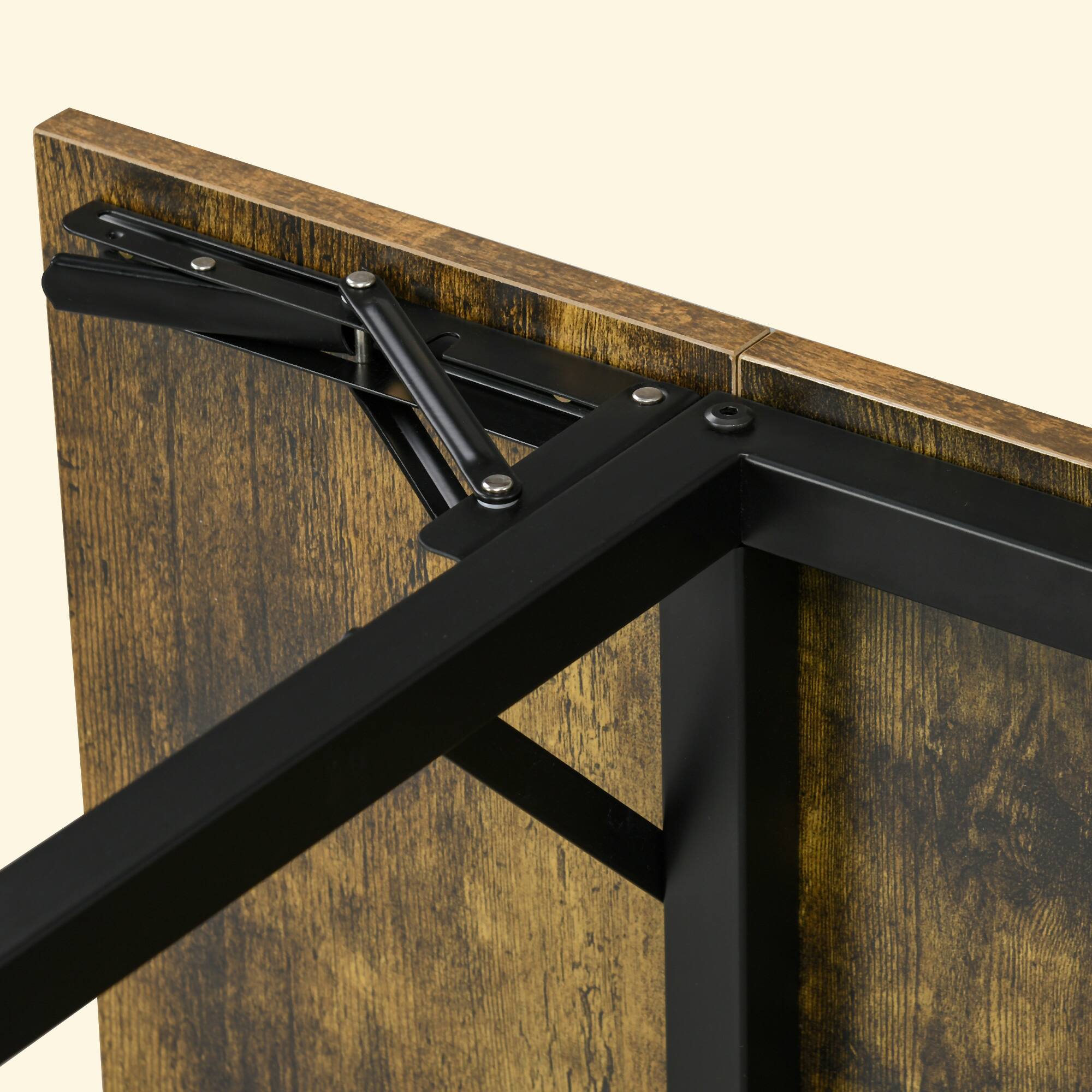 Alt View 8. Homcom - Industrial Folding Dining Table for 2 to 4, Space Saving Drop Leaf Kitchen Table for Small Spaces - Rustic Brown.