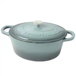 Crockpot - Crock Pot Artisan 7 Quart Enameled Cast Iron Oval Dutch Oven in Slate Grey - Blue