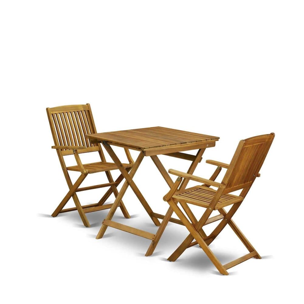 East West Furniture - SECM3CANA 3-Piece Outdoor Dining Table Set Includes a Wooden Patio Table and 2 Outdoor Patio Chairs - Finish - Natural Oil price history on PriceWatchPro