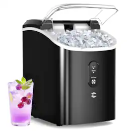 Easyera - Nugget Ice Maker Countertop, 33LBS/24H, Self-Cleaning Portable Pebble Ice Machine with Soft Chewable Ice - Black