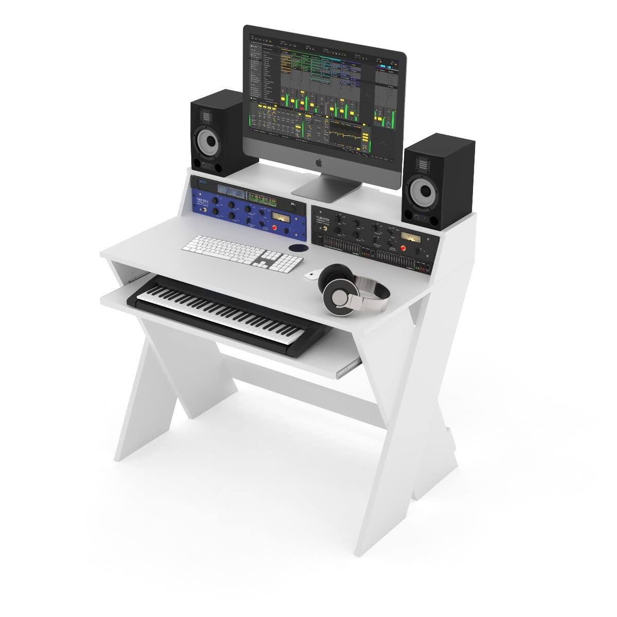 Alt View 5. Glorious - Glorious Sound Desk Compact Professional Studio Workstation with Pull-out Keyboard Compartment (White) - "NA".