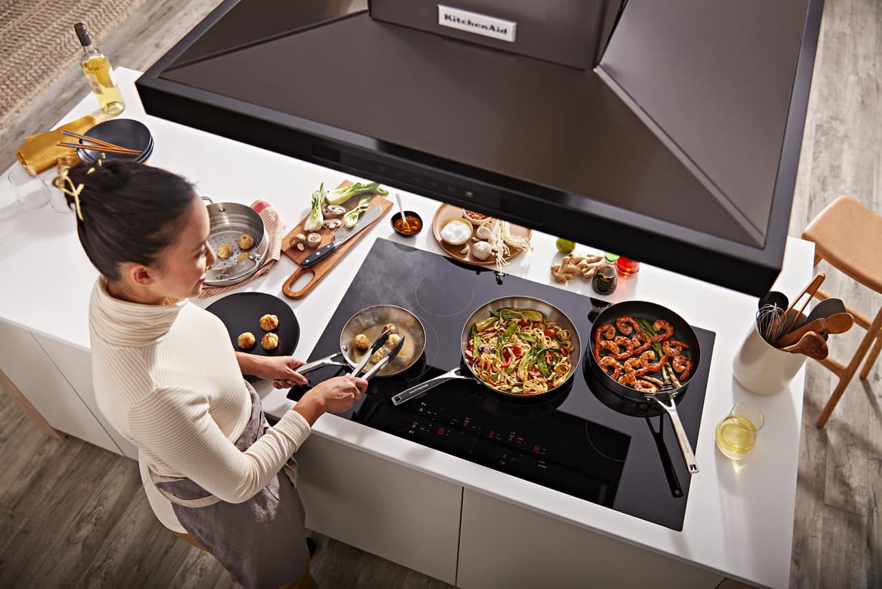 Alt View 19. KitchenAid - 36" Built-In Electric Induction Cooktop with 5 Elements and Sensor Induction Technology - Black.