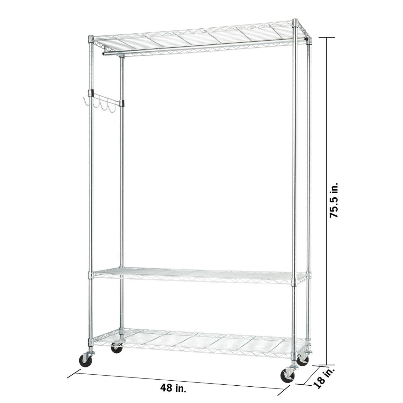 The text on the image reads: "48 in. 75.5 in. 18 in."