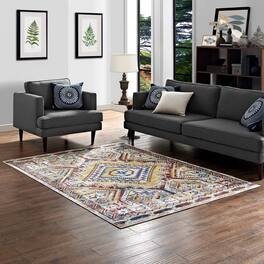 Modway - Florita Distressed Southwestern Aztec Area Rug - Multicolored