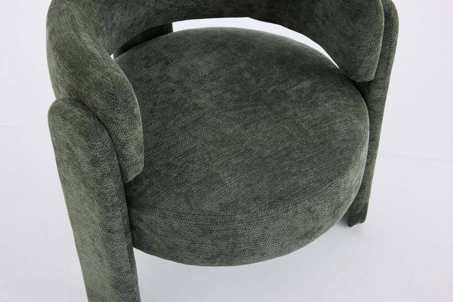 Back. Forest'nSky - Modern Office Chair in Green Boucle Fabric - Contemporary Upholstered Armchair for Desk & Lounge,Antique Green - Antique Green.