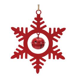 BreeBe - Metal Snowflake with Bell Ornament (Set of 12) - Red