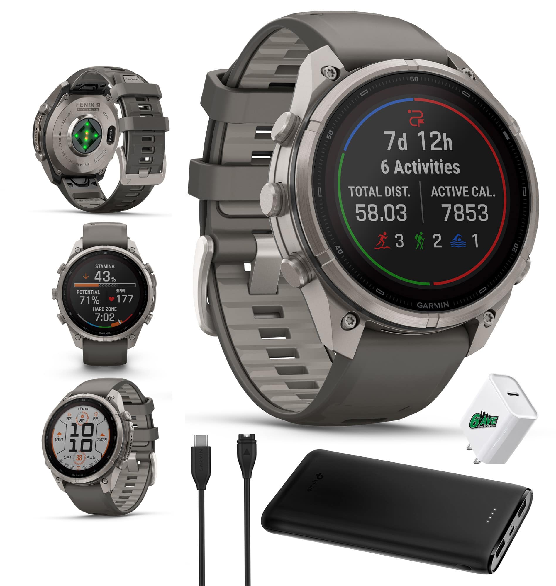 Garmin - Fenix 9 Pro Solar 47mm Titanium GPS Smartwatch Pebble Gray Band - Pebble Gray/Silver Gray - (2024)