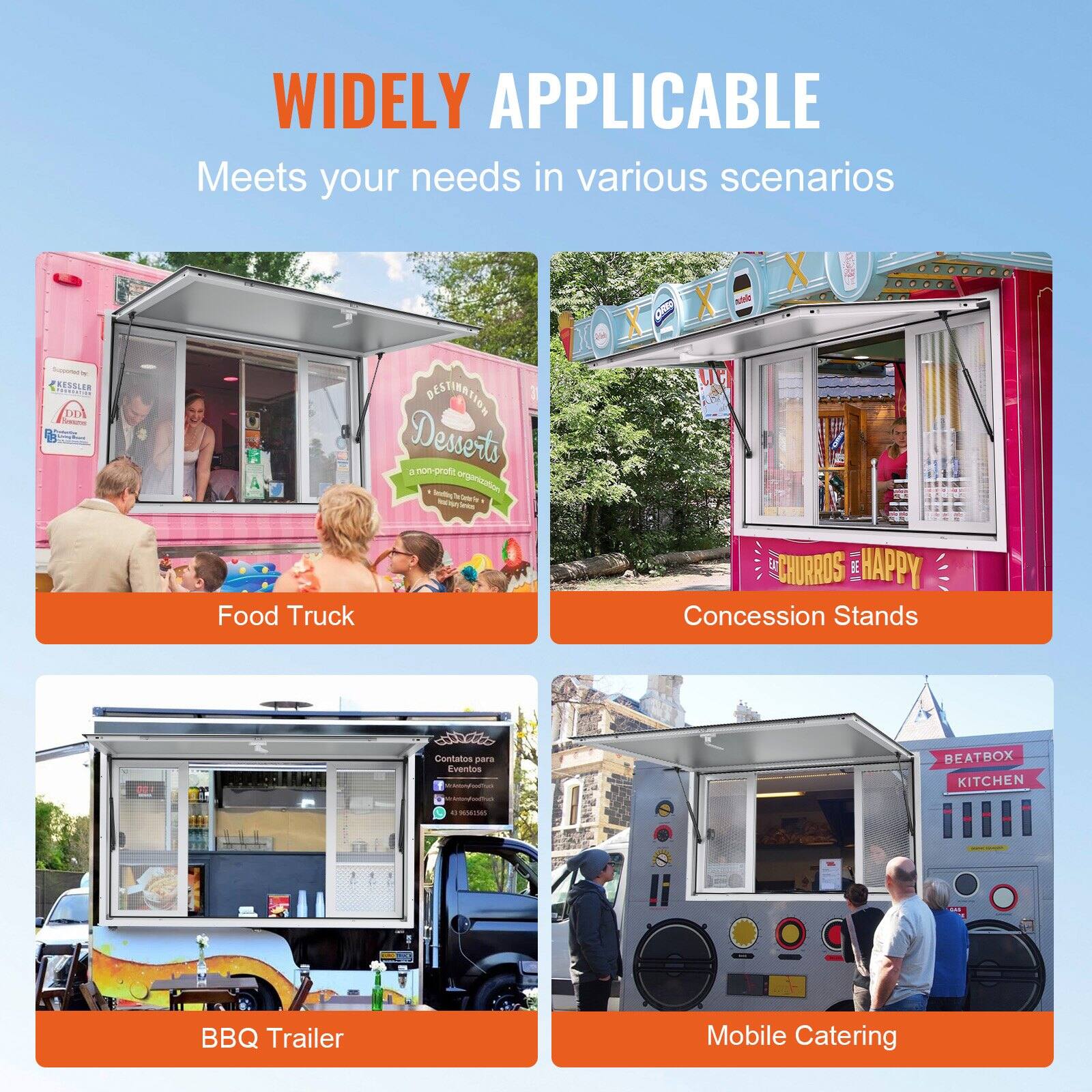 WIDELY APPLICABLE  
Meets your needs in various scenarios

Food Truck  
Concession Stands  
BBQ Trailer  
Mobile Catering