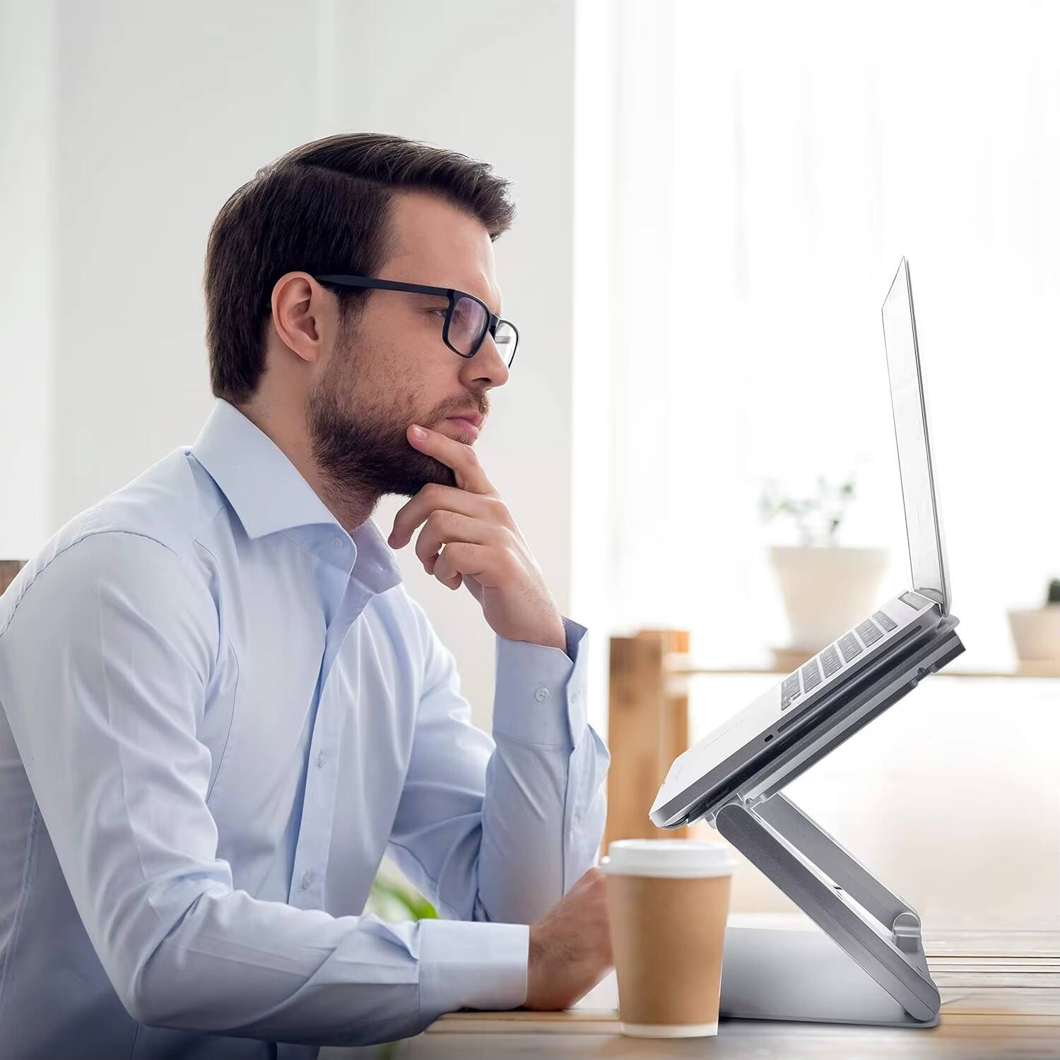 Alt View 2. Luckbyte - Aluminum Laptop Cooling Pad with Ultra-Quiet High-Airflow Fan and 4-Port USB Hub, Ergonomic Stand for Up to 17" Laptops.